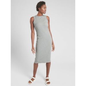 NEW Athleta Sunstream Bodycon Rib Midi Dress Grey NWT